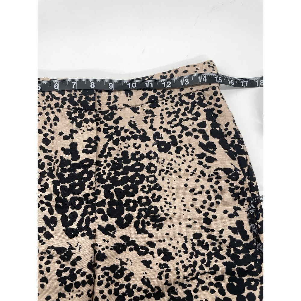 J. Crew High Rise Women's Linen Peyton Pants Leopard Sz 6 Preppy Party Resort - Picture 8 of 9